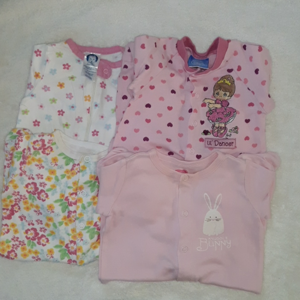 Girls One Piece Footed Sleepers Newborn